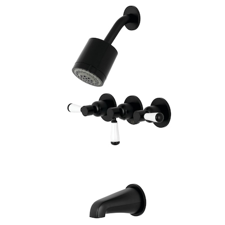 Kingston Brass Tub and Shower Faucet, Matte Black, Wall Mount KBX8130DPL